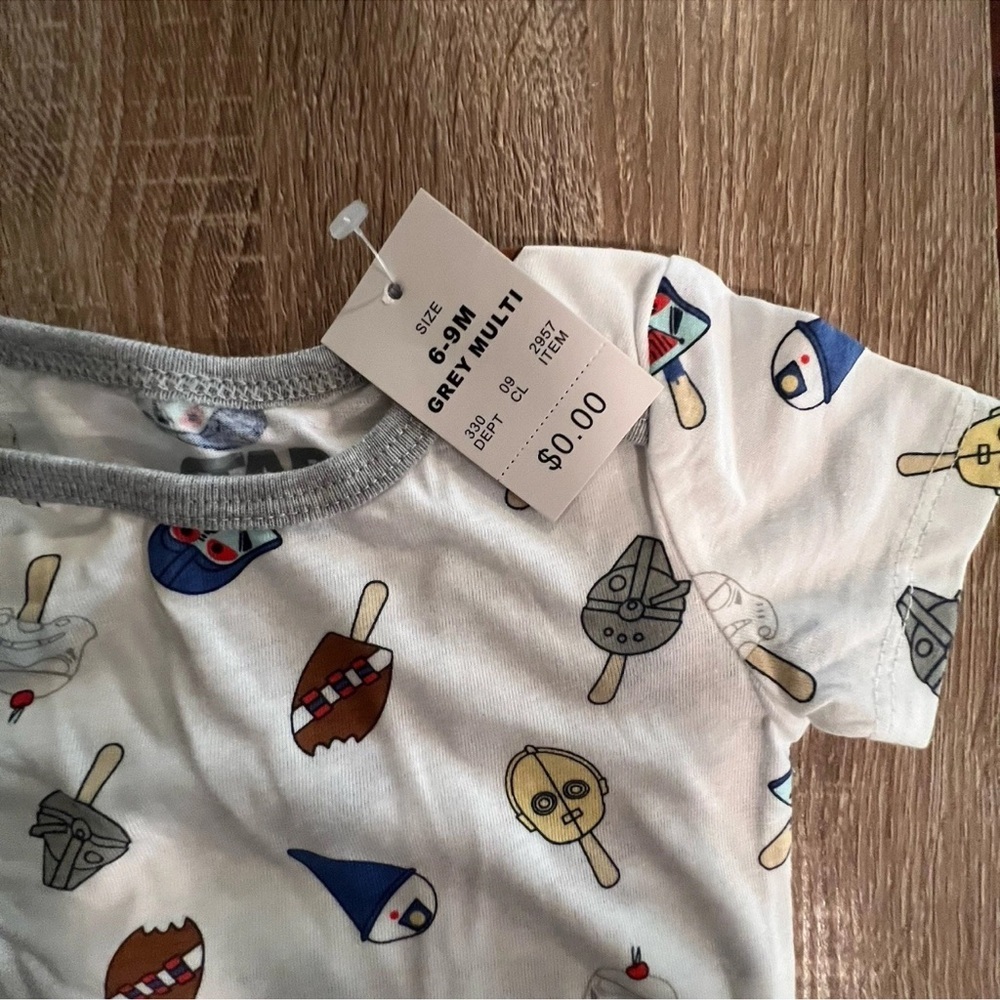 New! Disney Baby Star Wars 2-Piece Outfit Set “May the Snacks Be With You” 6–9M - Picture 5 of 5